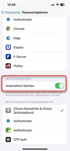 bestaetigungscodes automatisch loeschen Bestaetigungscodes automatisch loeschen
