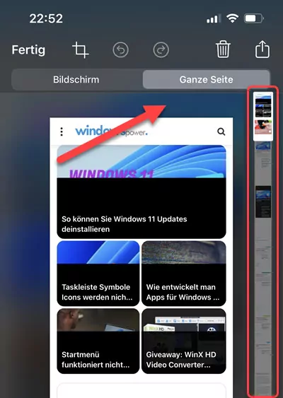 screenshot von ganzen webseiten erstellen am iphone Screenshot von ganzer Webseite erstellen mir Apple iPhone iOS